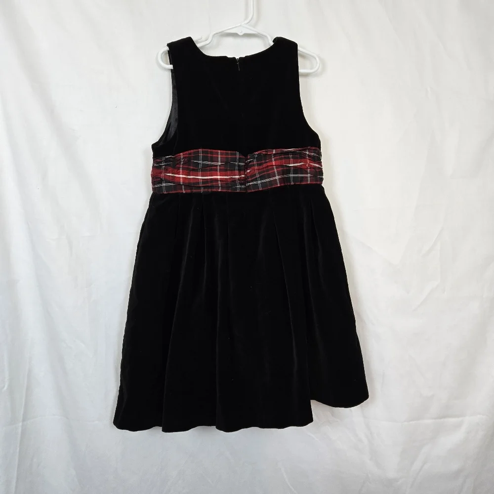 Gymboree Holiday Classics Girls Black Velvet Red Silk Sash Party Dress 8 Vintage